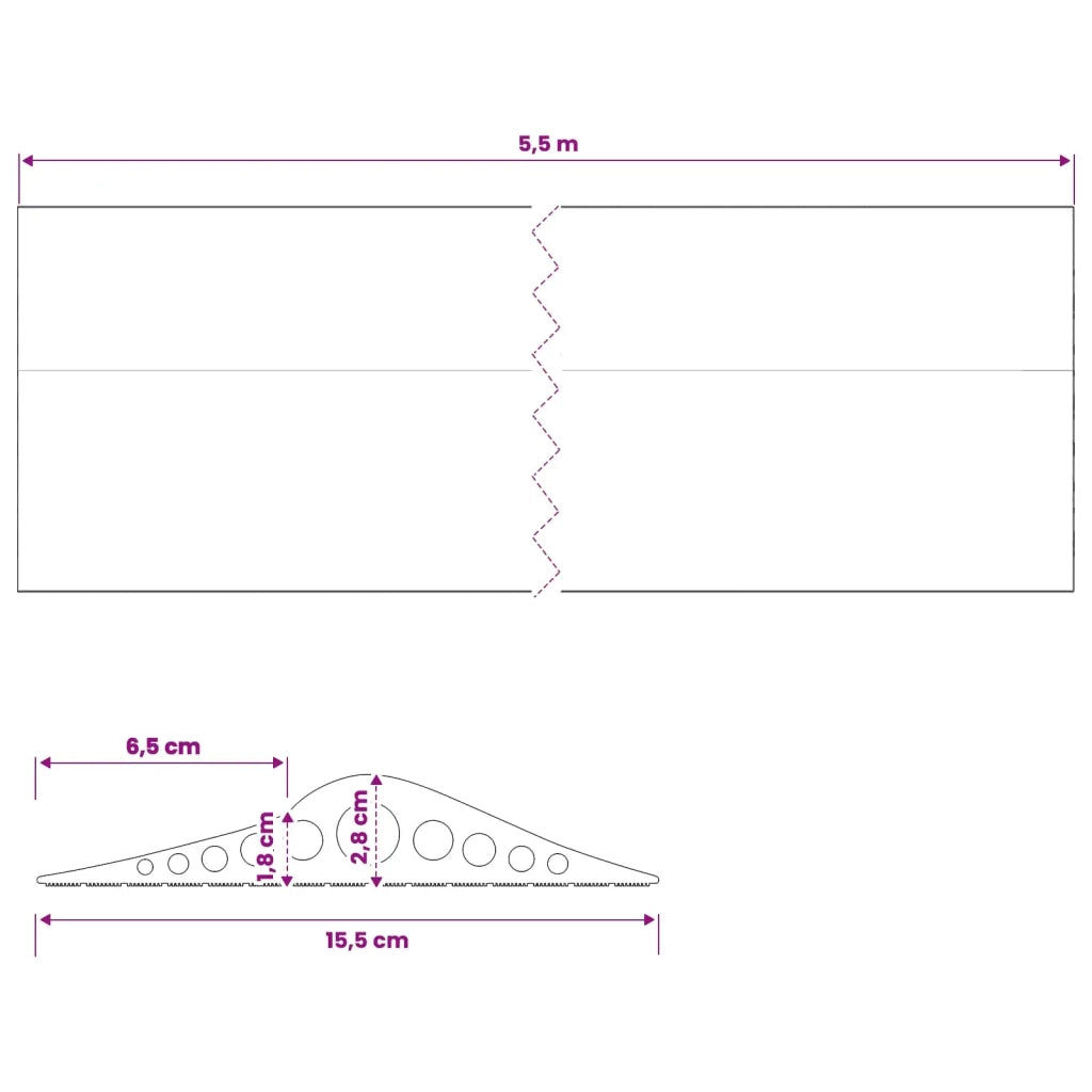 Guarnizione per pavimento del garage Nero 155 x 28 mm 5,5 m 42038241