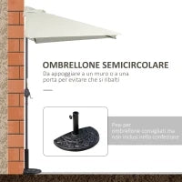 Ombrellone da Parete Mezzaluna Salvaspazio con Apertura a Manovella, Beige