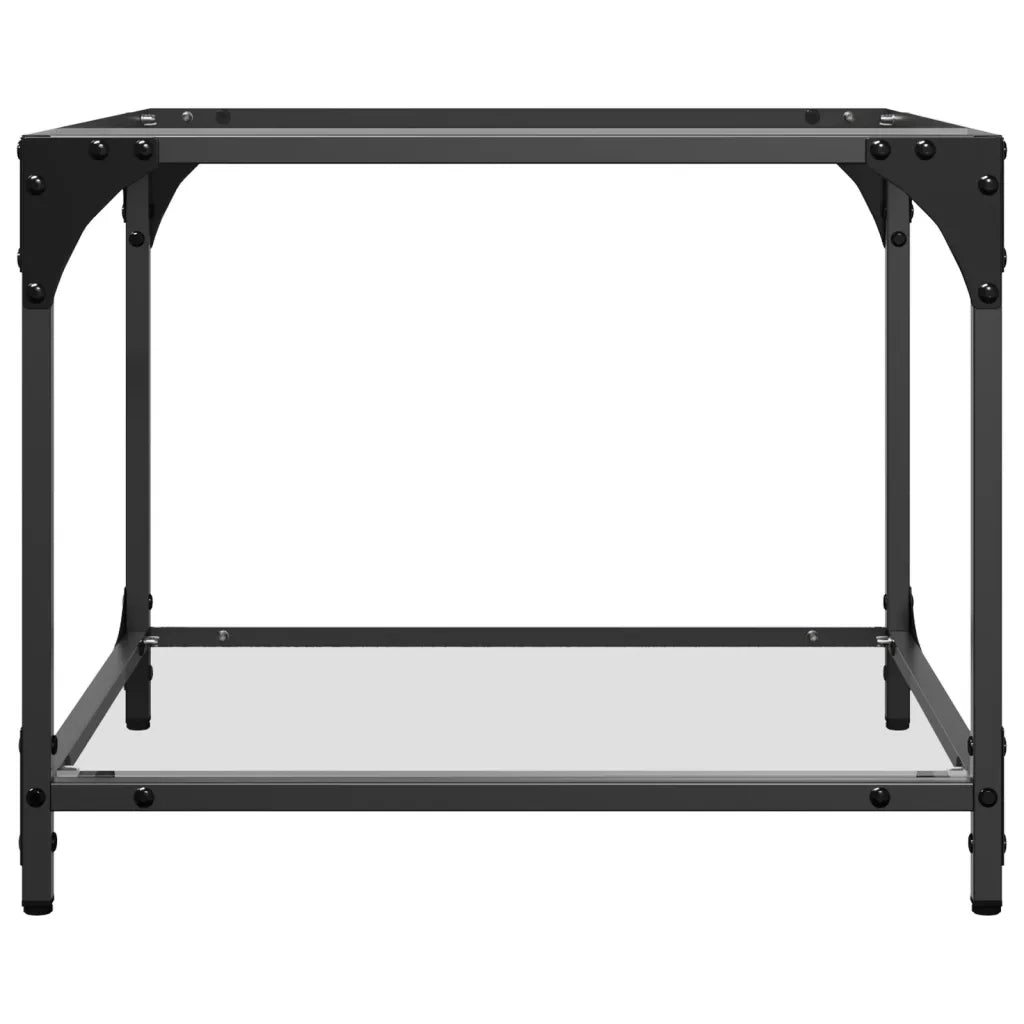 Tavolino Salotto con Piano Vetro Trasparente 50x50x40cm Acciaio 845971
