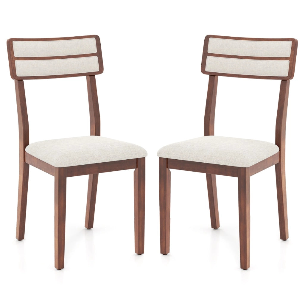 Sedie imbottite senza braccioli con schienale inclinato di gomma, Set di sedie da pranzo moderne da 2 Noce-Sedie da pranzo
