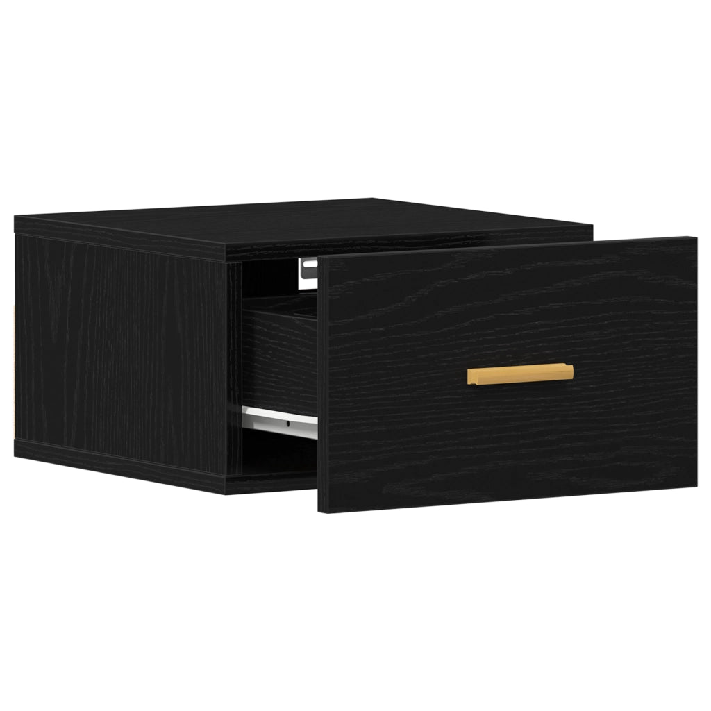 Cabinet da comodino a muro  Nero Rovere 35x35x20 cm