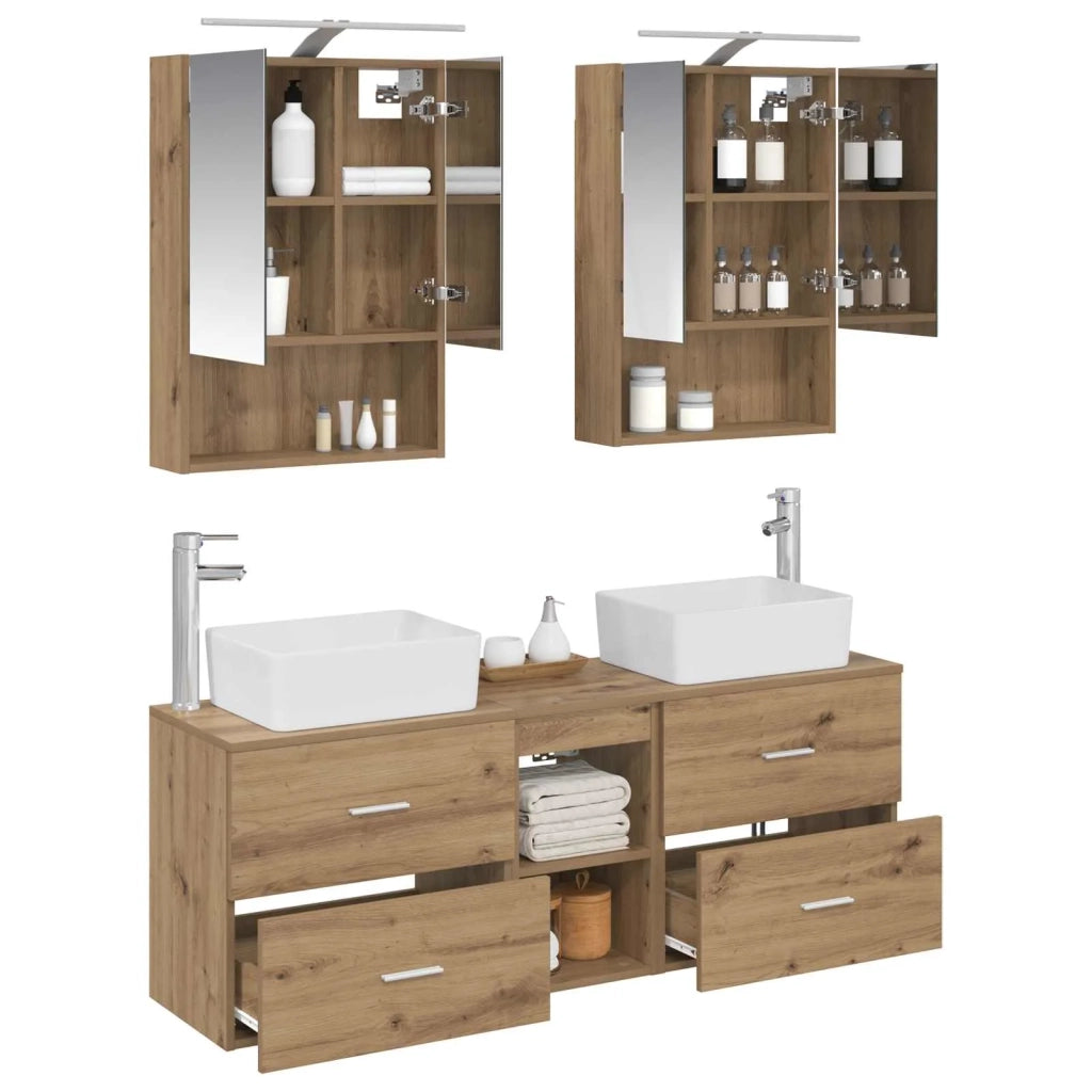 Set di mobili per il bagno 5 pcs Rovere Artigianale 3406846