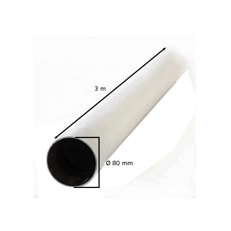 Tubo pluviale tondo colore bianco : Diametro - 80, Metri Lineari - 3 metri