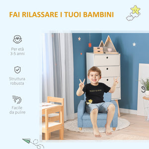 Poltrona per Bambini 49x45x44 cm con Imbottitura in Tessuto Blu