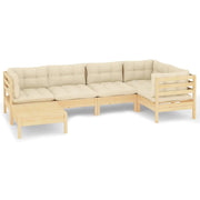Set di mobili da giardino mobili da esterno 6 pezzi con cuscini color crema legno di pino massiccio 02_0016755