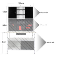 Pannello murale grigio Attrezzature officina Banco da lavoro Armadio degli attrezzi Parete forata