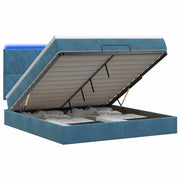 Letto Ottomano con Materasso e LED Blu scuro 180 x 200 cm 3458395
