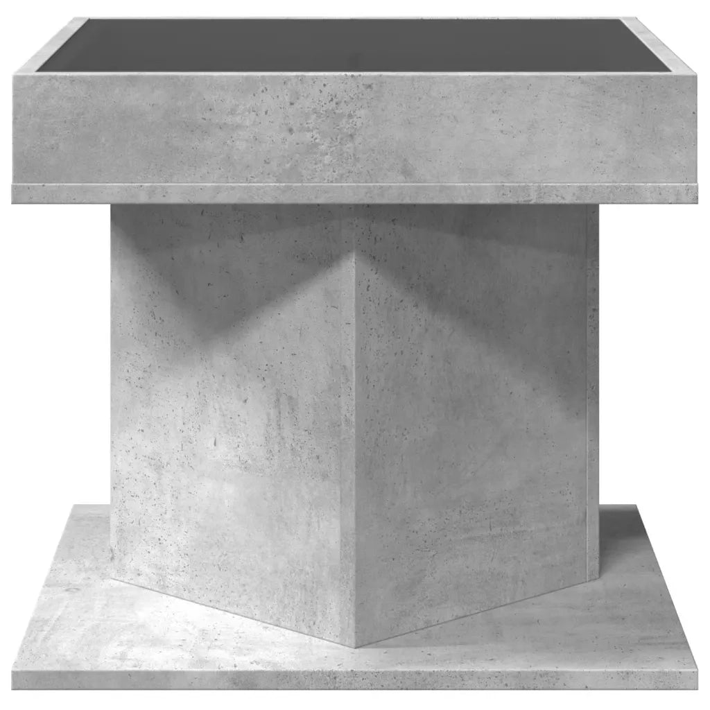 Tavolino salotto | Tavolino da caff¨¨ | Tavolino da Soggiorno con LED Grigio Cemento 50x50x45 cm Multistrato