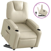 Poltrona | Sedia Relax Alzapersona Reclinabile Crema in Similpelle