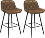 Sgabelli cucina, Sgabelli Bar con Schienale Sedia da Cucina con Poggiapiedi Sgabello Alto Imbottito Sedia in PU vintage con Gambe in Metallo per Bistrot Pub Sala da Pranzo, Marrone scuro