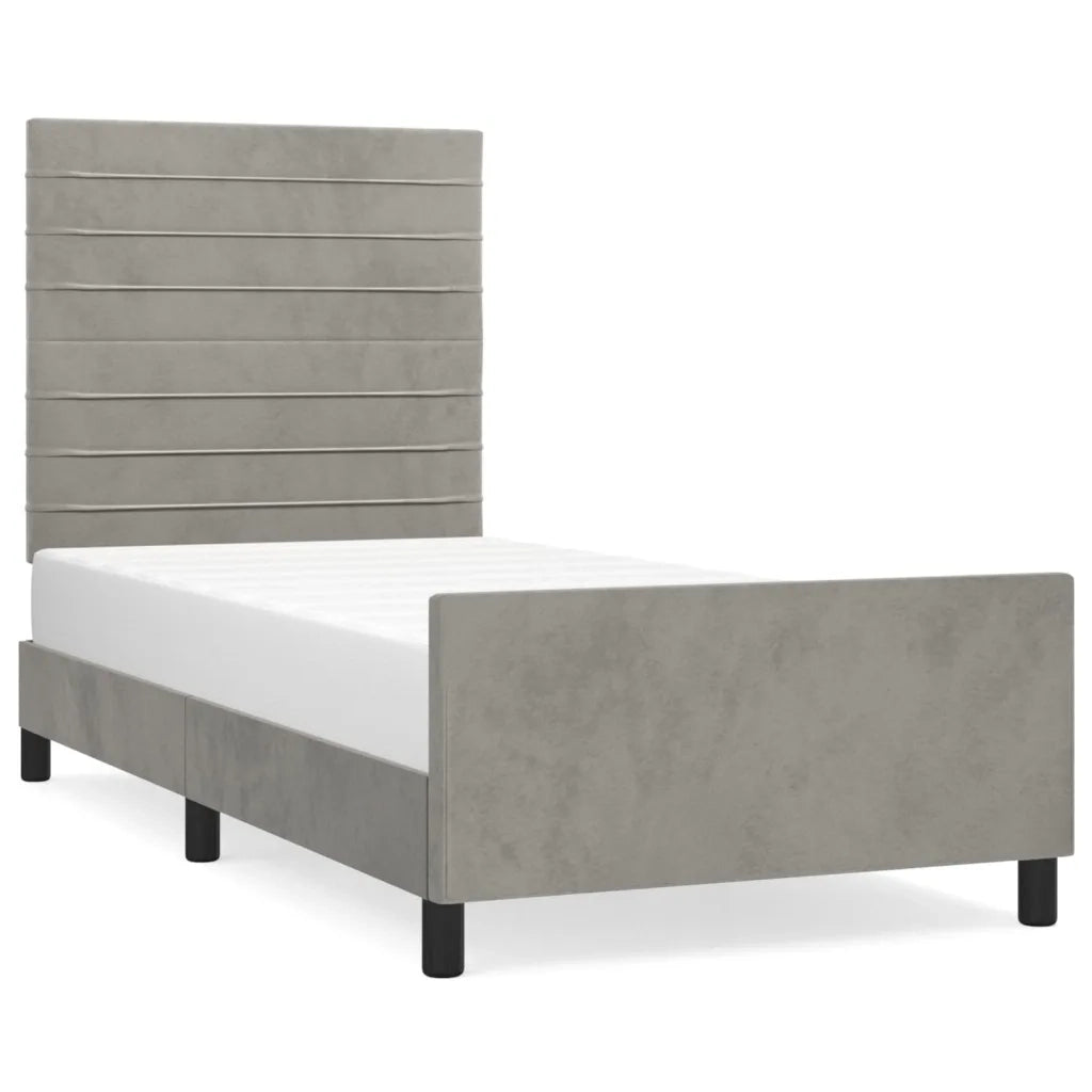 Giroletto senza Materasso-Struttura Letto Grigio Chiaro 90x200 cm Velluto 449495