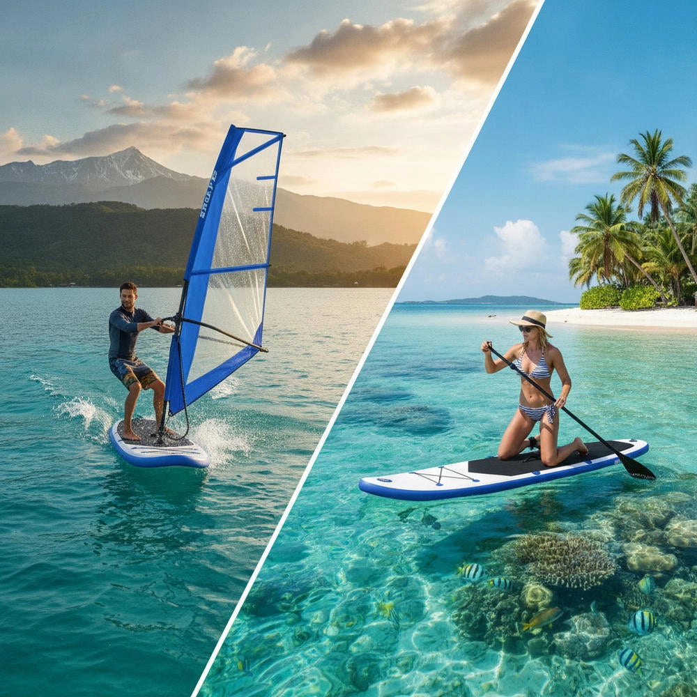 Inflatable SUP Board With Sail Set, Blue And White