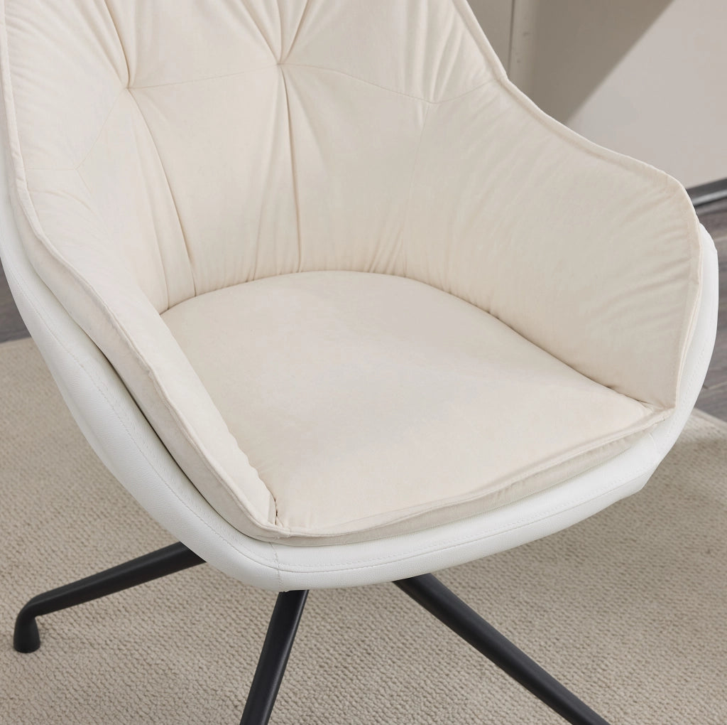 Poltrona da ufficio girevole a 360° in similpelle beige HOMVRA
