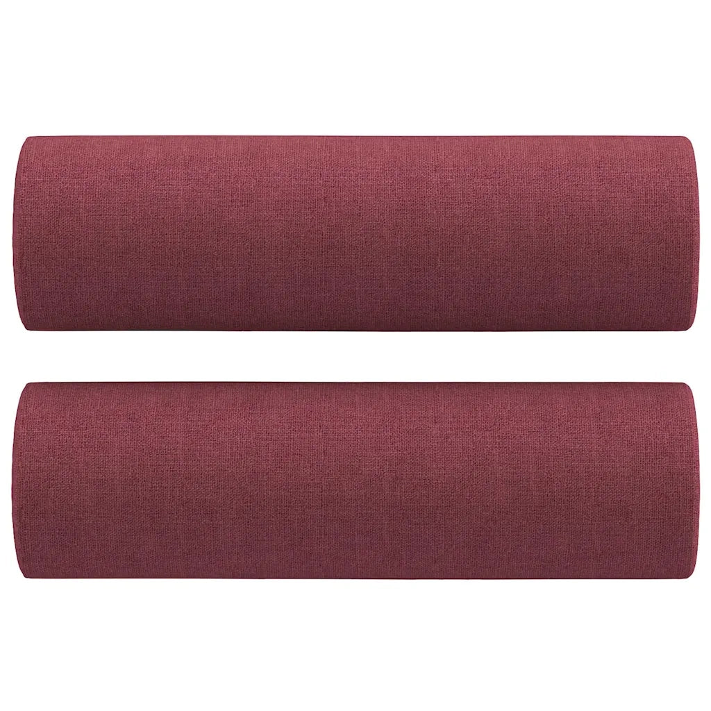 Set di Divani 3 pz con Cuscini Rosso Vino in Tessuto
