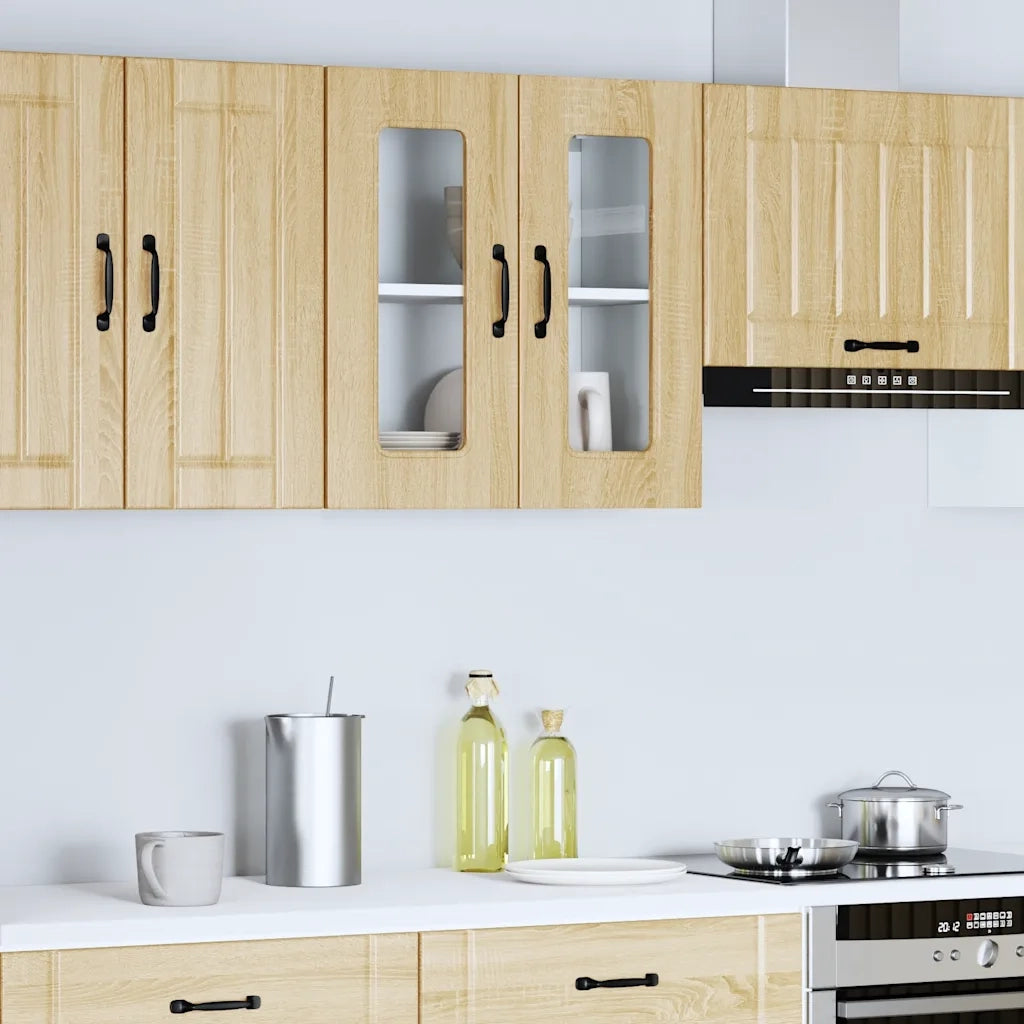 Pensile da Cucina con Porta in Vetro Kalmar Rovere Sonoma