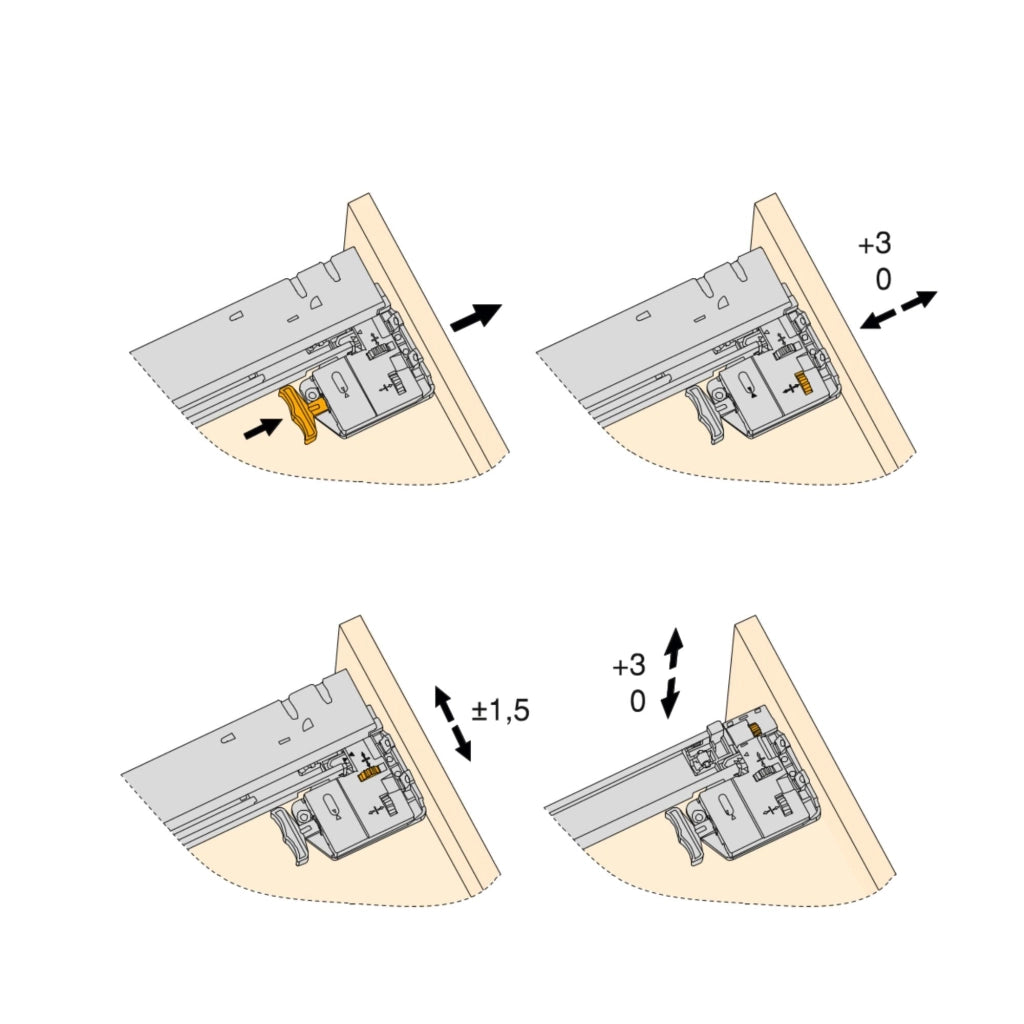 Guide Cassetto con Estrazione Soft 440 mm in Acciaio Emuca Bianco