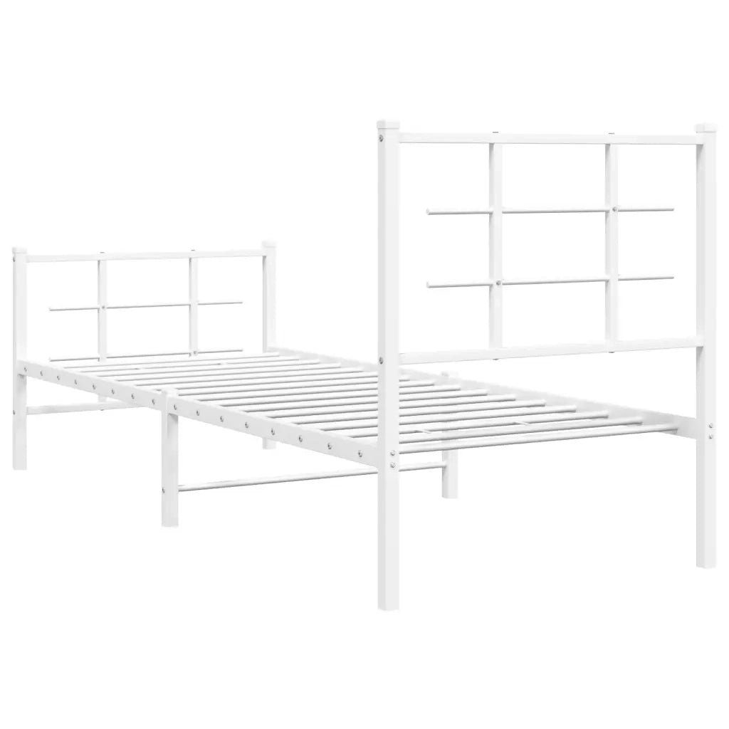 Giroletto con Testiera e Pediera Metallo Bianco 75x190 cm