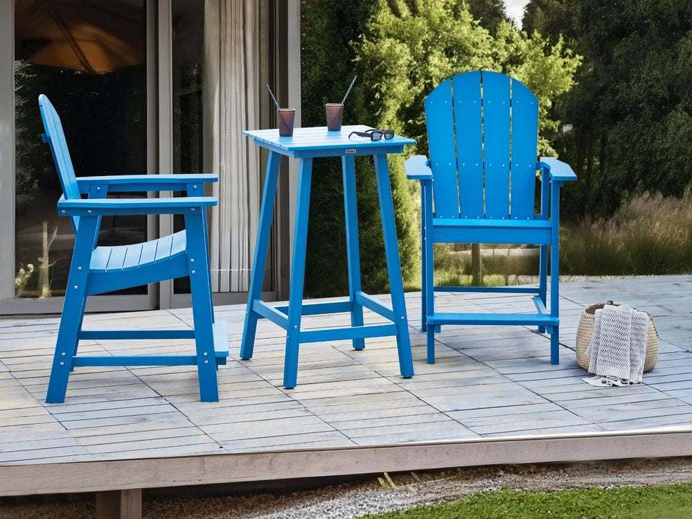 Set da giardino Bistro Bar Tavolo e sedie alte blu Stile industriale per esterni