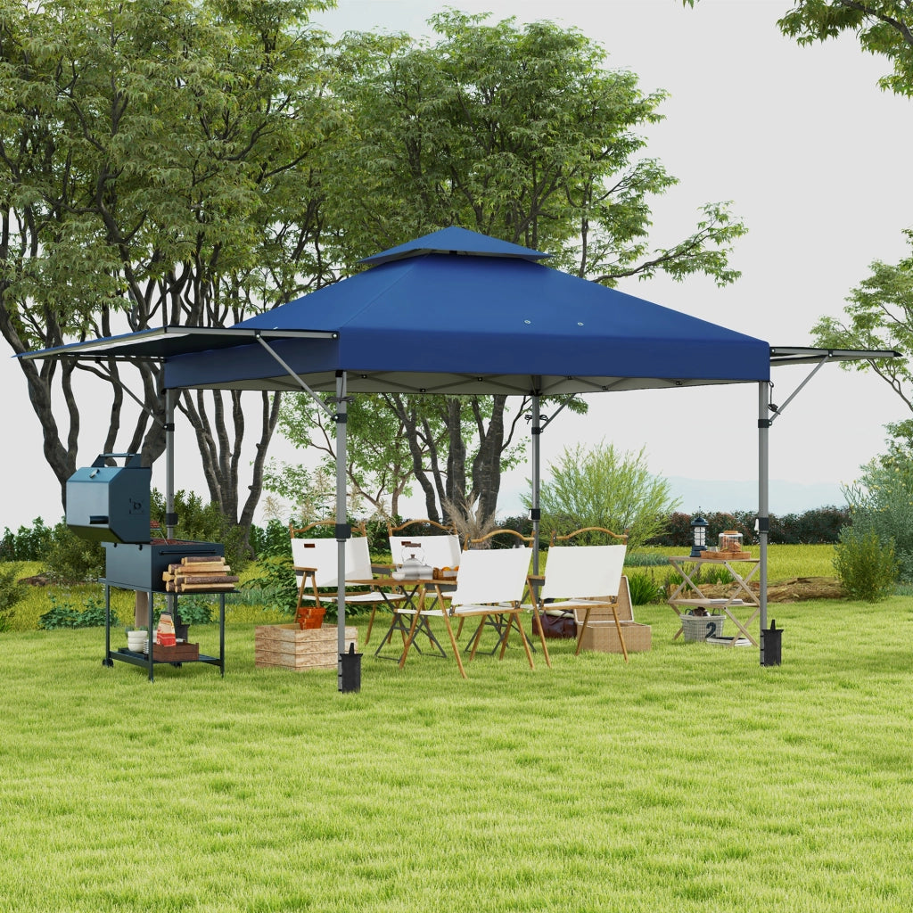 Gazebo da giardino pieghevole 5x3 m ¨C zephmum ¨C grigio con sacco a rotelle