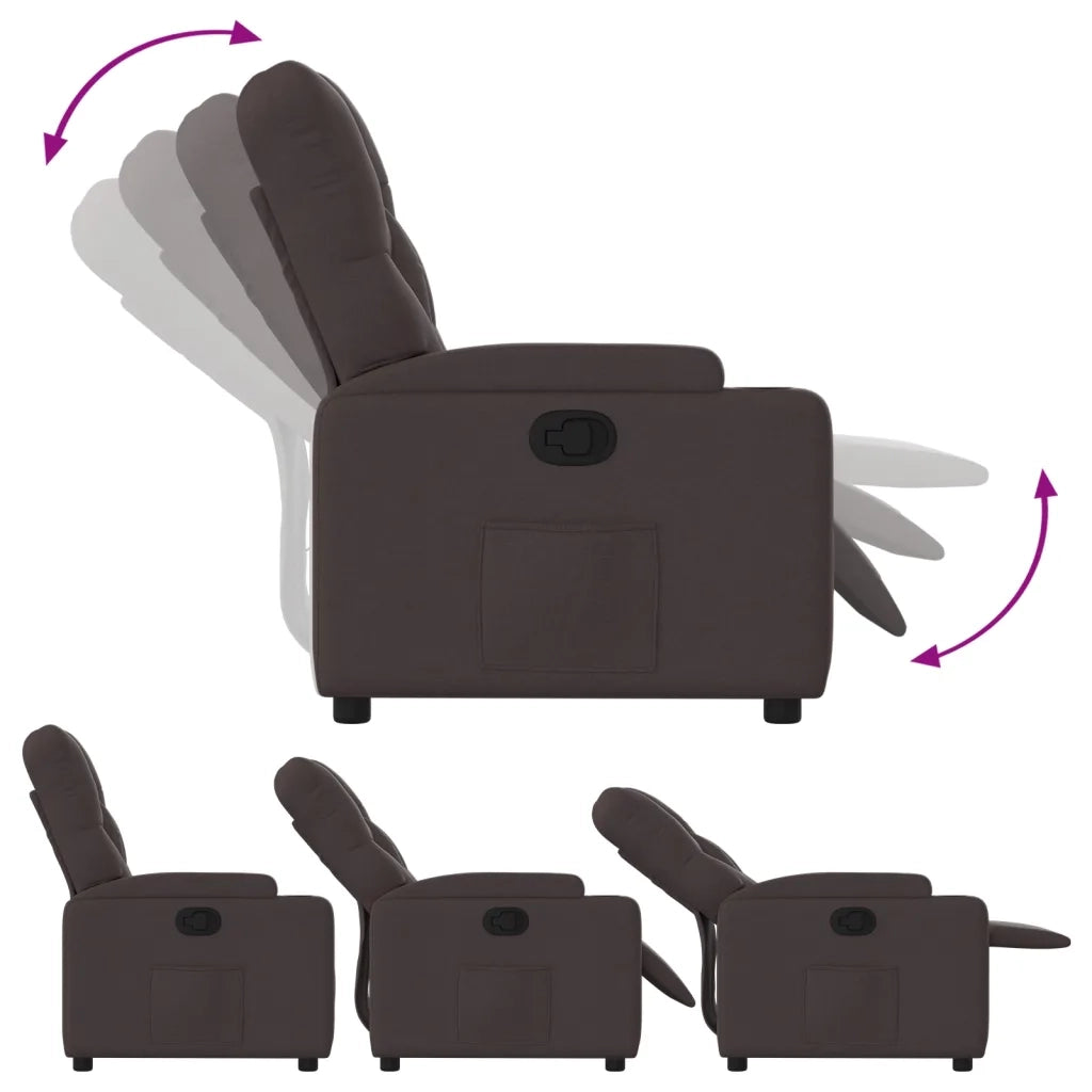 Poltrona Reclinabile Marrone Scuro in Tessuto 372484