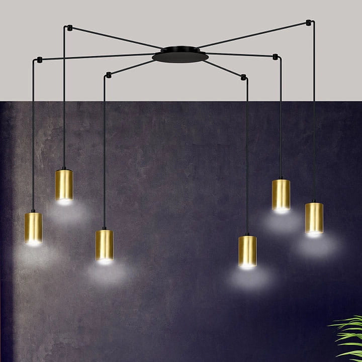 Lampadario Emibig Traker 6xGU10 nero/oro LED regolabile