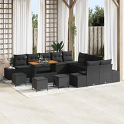 Set Divano da Giardino con cuscino 14 pcs Nero Poly Rattan 3364799