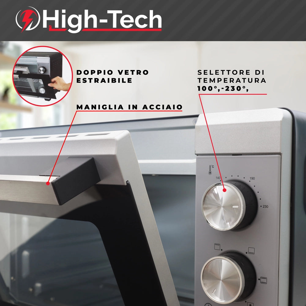 HIGH-TECH FORNO ELETTRICO VENTILATO 1280 W CON CAPIENZA DA 21 LT