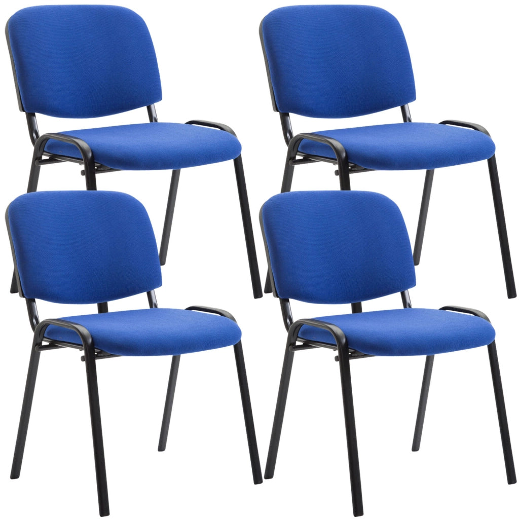 Set 4 Sedie Ufficio Visitatore Ken Imbottite In Tessuto blu