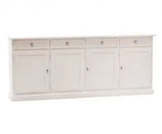Credenza madia buffet in legno Shabby chic mod Martini bianca 4 ante con ferramenta argentata