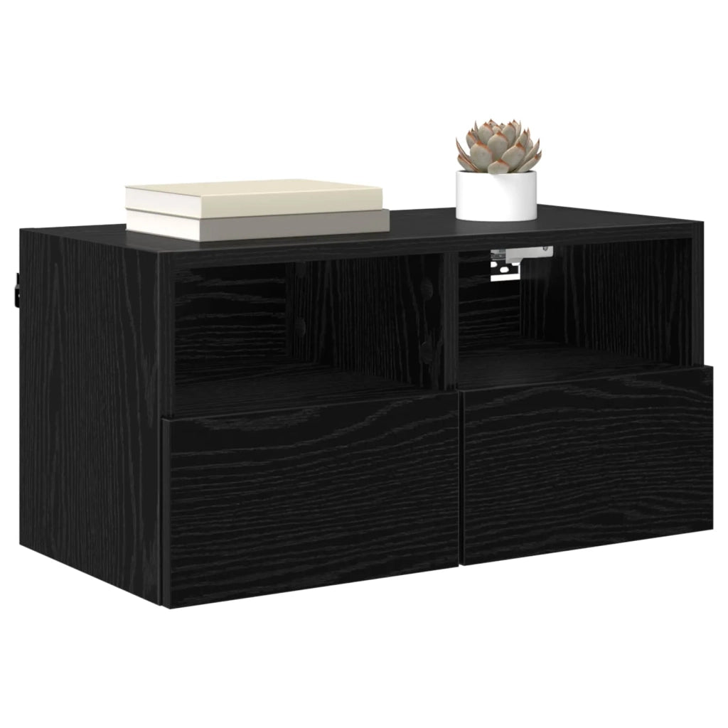 Mobile TV da parete Rovere Nero 60 x 30 x 30 cm 882926