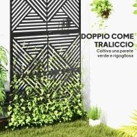 Separé Divisorio da Esterno Decorativo e Traliccio per Rampicanti, 122x45x198 cm, Nero