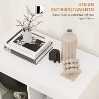 Mobile Contenitore a LED con 3 Ripiani Aperti e Armadietto a 2 Livelli, in Legno e Vetro, 75x40.1x83 cm, Bianco
