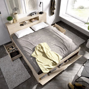 Murlo, Letto Matrimoniale Contenitore, Marrone Rovere