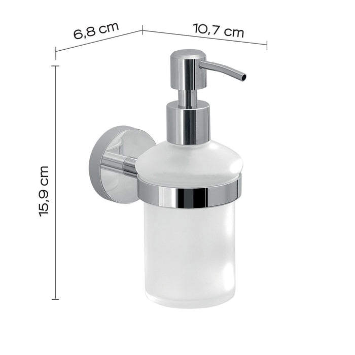 Dosasapone con erogatore in acciaio da muro in acciaio inox e Cromall 2381 Gedy serie EROS Cromato