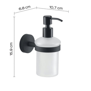 Dosasapone con erogatore in acciaio da muro in acciaio inox e Cromall 2381 Gedy serie EROS Nero Matt