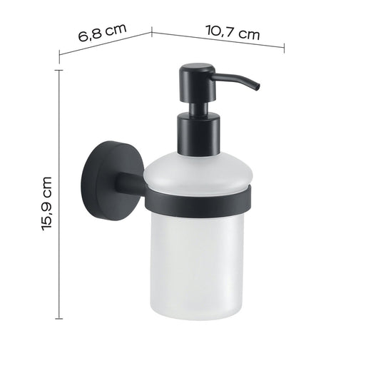 Dosasapone con erogatore in acciaio da muro in acciaio inox e Cromall 2381 Gedy serie EROS Nero Matt