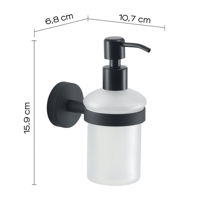 Dosasapone con erogatore in acciaio da muro in acciaio inox e Cromall 2381 Gedy serie EROS Nero Matt