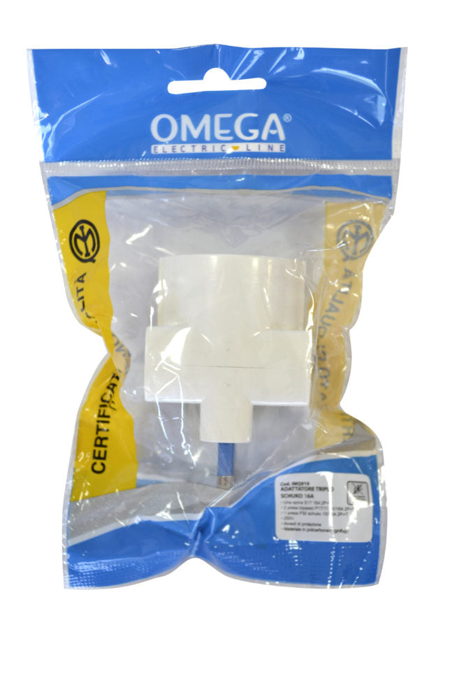 ADATTATORE TRIPLO SPINA S17 16 A 2P+T, 2 PRESE BIPASSO P17/11 10/16