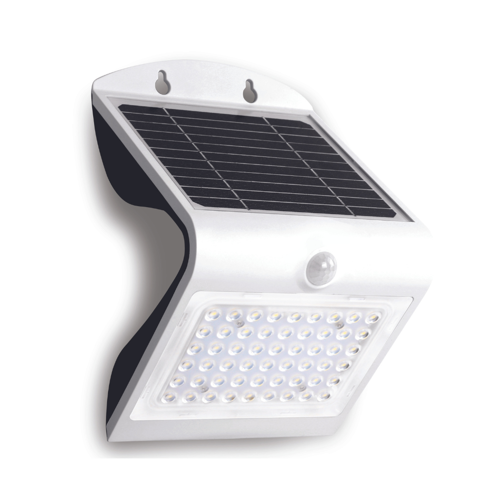 Applique ad energia solare colore bianco da 4w smd2835 500lm 4000k ip65