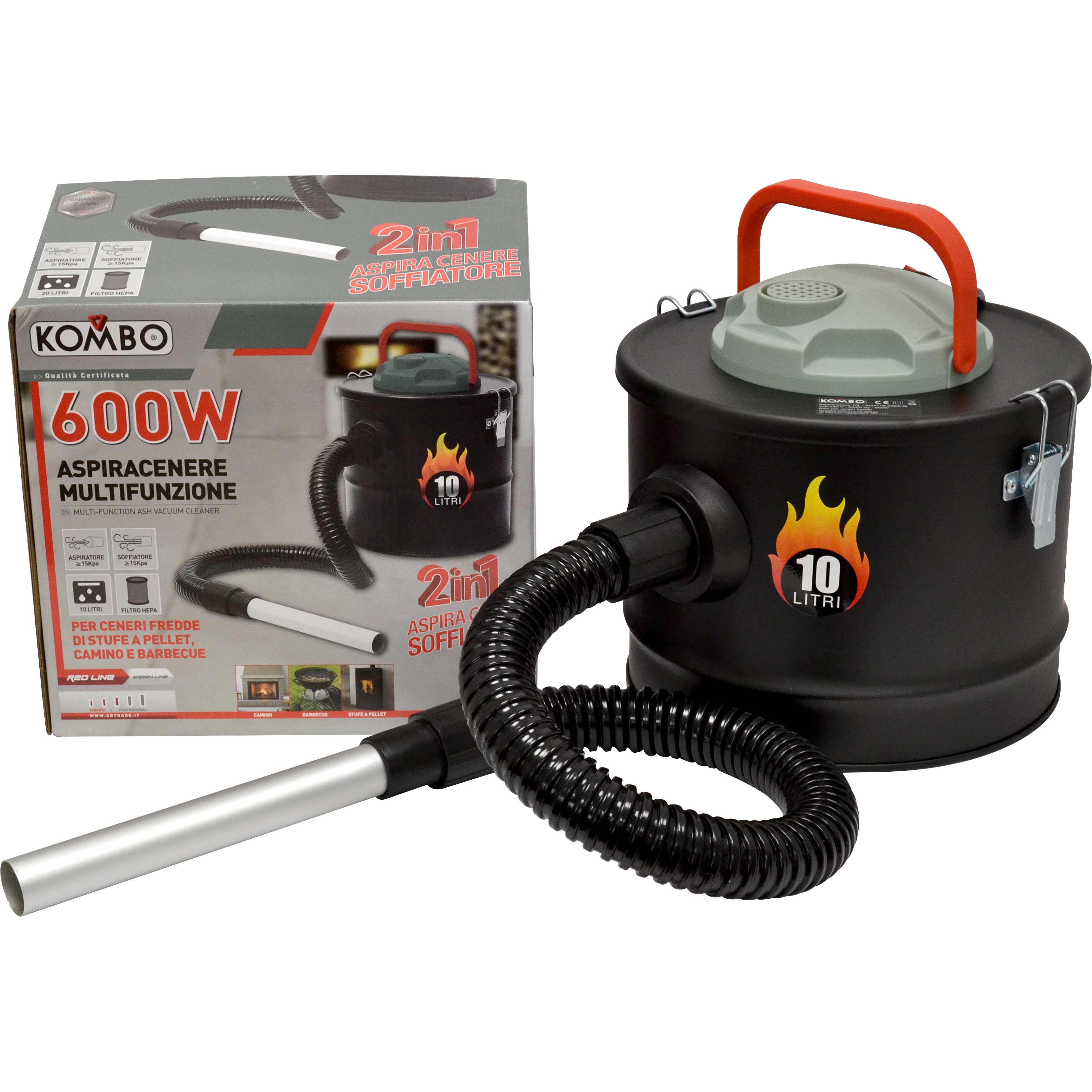 Aspiracenere/Soffiatore 600W 10lt – Potente e Versatile per la Pulizia di Camini e Stufe