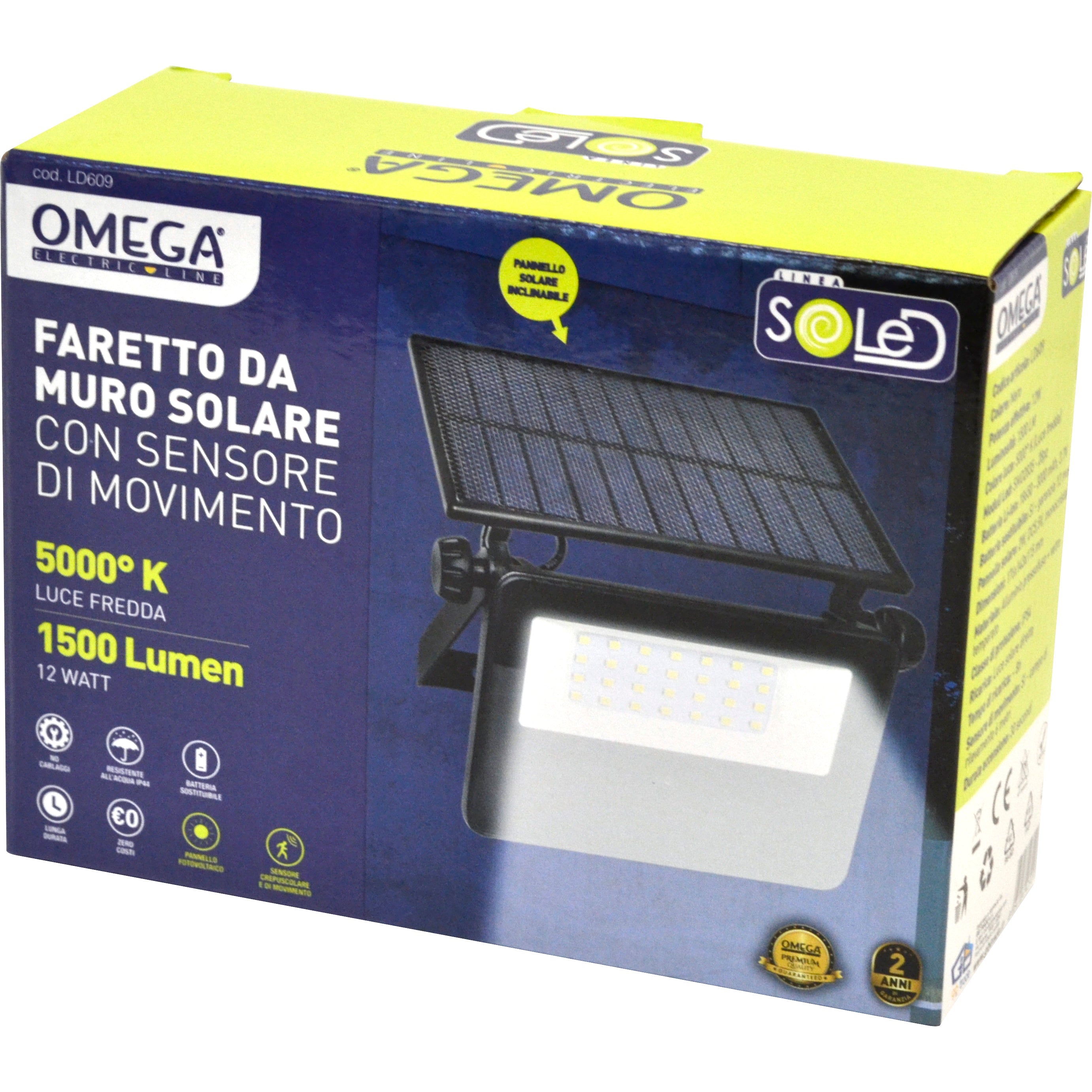 Faretto da muro Solare Ultra Bright 12W 1500LM 5000K IP65