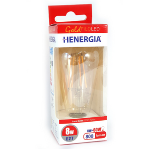 LAMPADINA FILAMENT LED VETRO AMBRATO ST64 8W 800LM 3000K E27 V220/240 A+