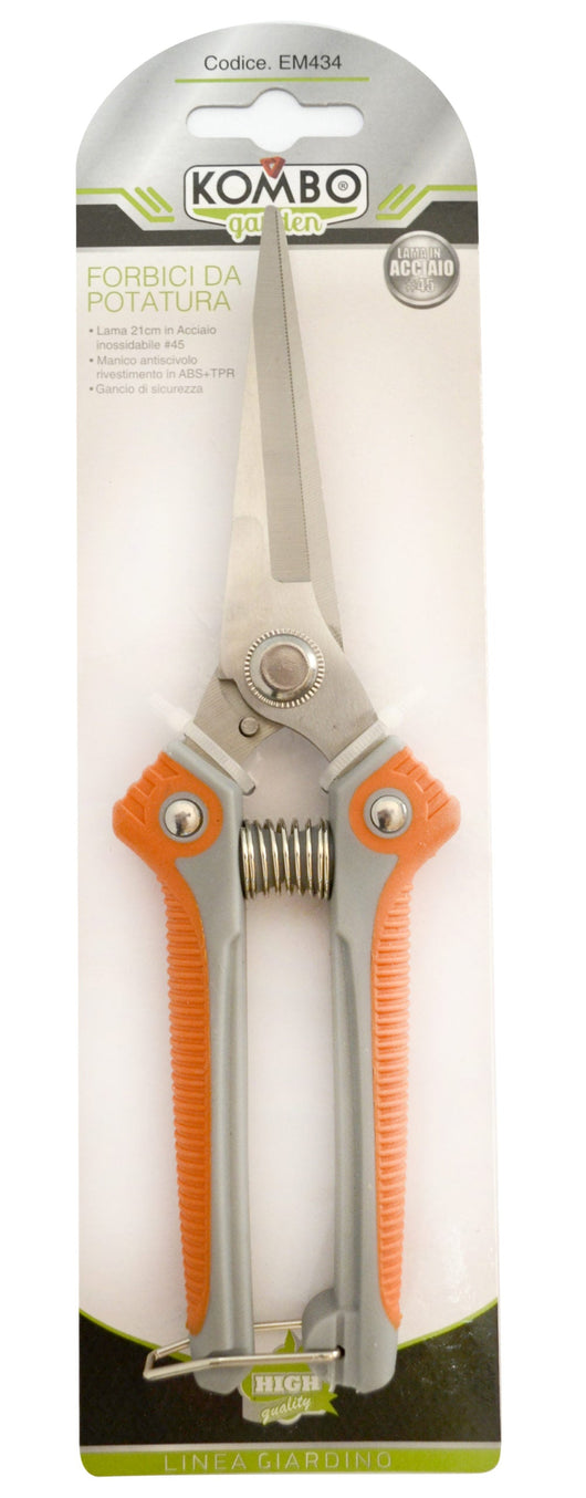 Forbici potatura con gancio di sicurezza e manico  antiscivolo, lame  lame in acciaio al carbonio #45,