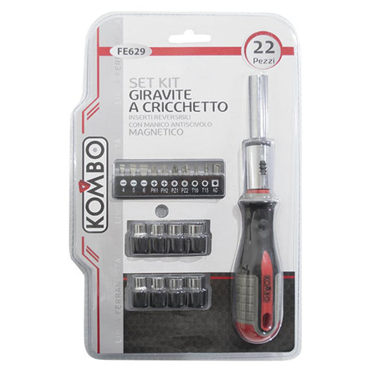 Giravite a Cricchetto con Set 22 Punte Standard Phillips