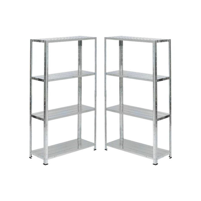 KIT 2 Scaffali in Metallo 4 Ripiani: 70X26X127cm - Portata totale 120kg (30KG a Ripiano)