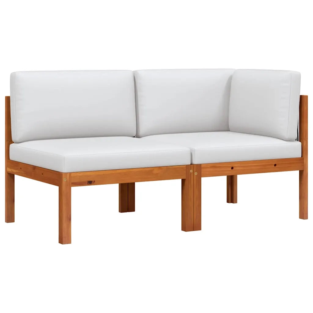 Salotto da Giardino-Set da giardino 2 pezzi con cuscini in legno di acacia e corda
