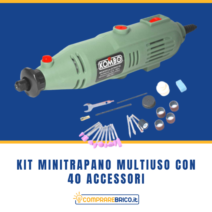 Kit Minitrapano Multiuso KOMBO con 40 Accessori - Potenza 135 W - 230V 50hz