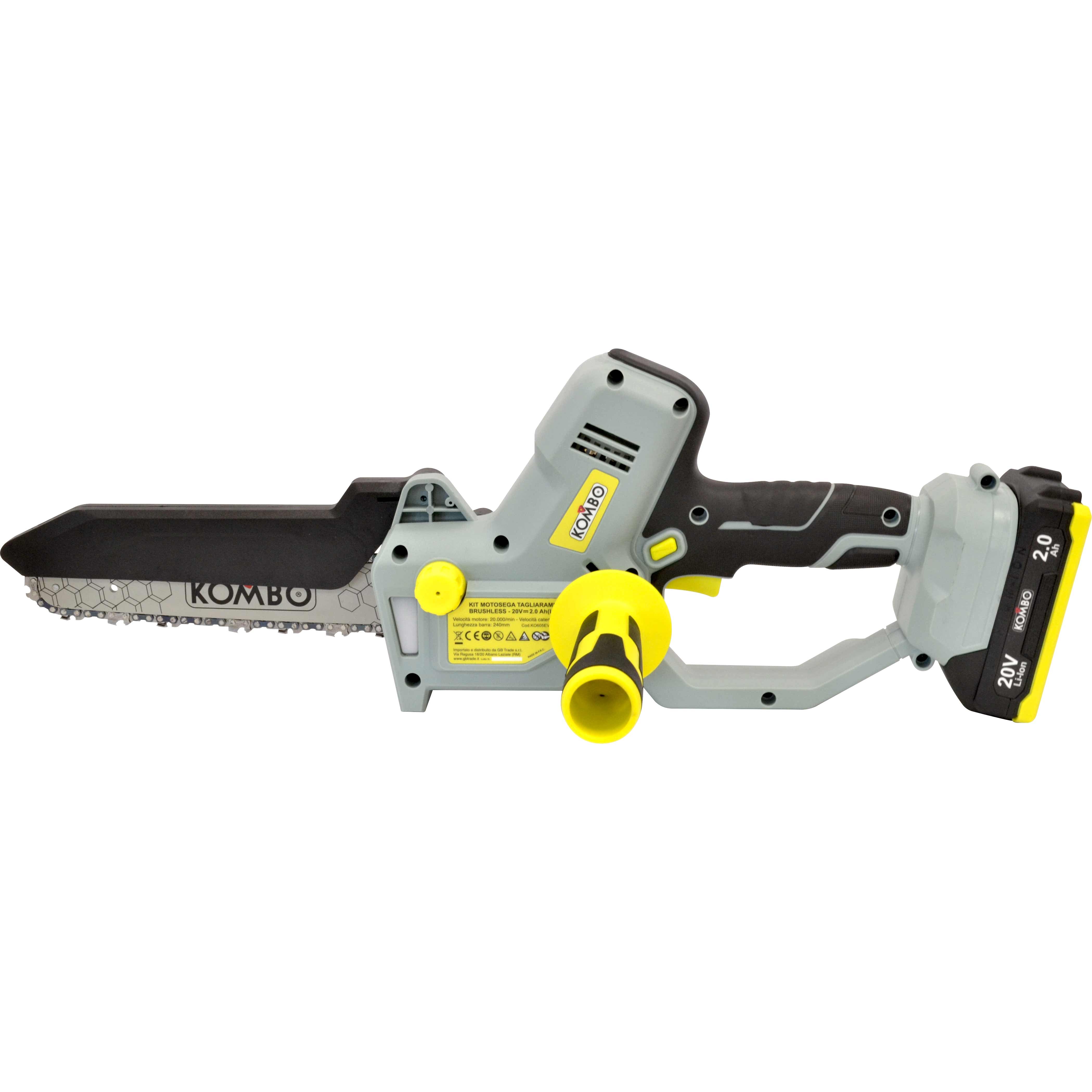 KIT MOTOSEGA BRUSHLESS 20V TAGLIARAMI  CON 2 BATTERIE