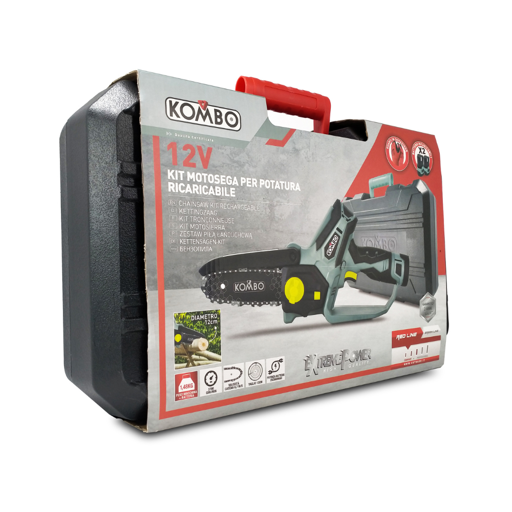 KIT Motosega a Batteria KOMBO KO605PRO 12V – Taglio Preciso con Dotazione Completa