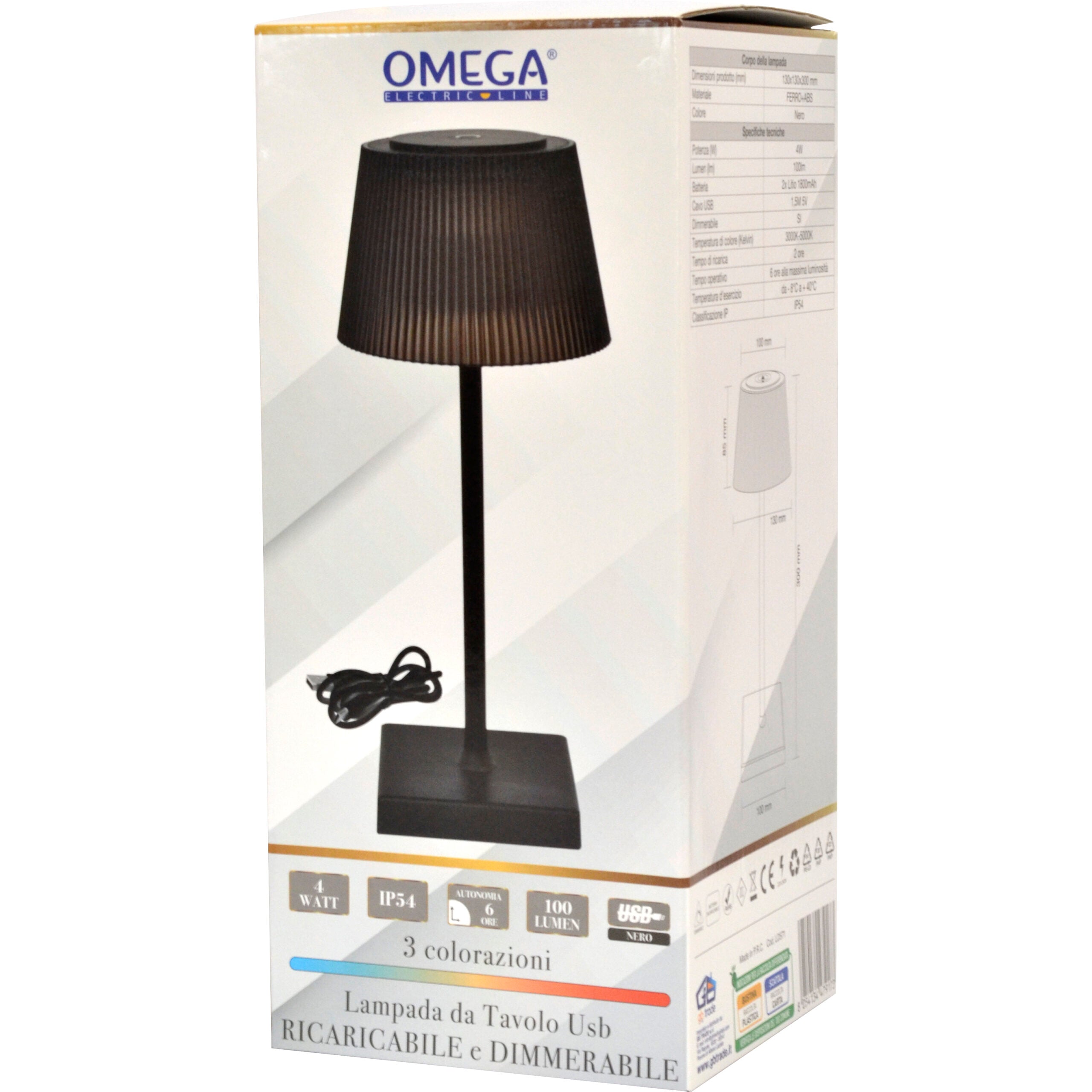 Lampada da Tavolo a LED Ricaricabile USB | Bianca, Minimalista da 200 lm